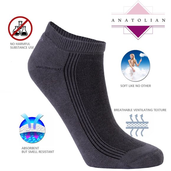 Women’s Bamboo Low Cut 6 pairs of Natural Comfort Fit Athletic Thin Ankle Socks - Picture 2 of 4